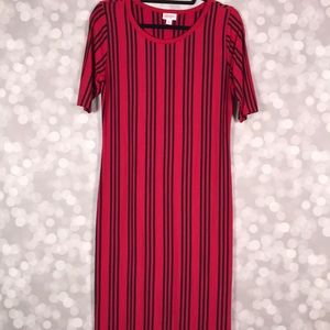 Red and Black Stripe LuLaRoe Julia dress